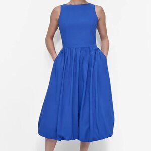 DKNY Blue Dress with Pockets Size 14 Sleeveless Boat Neck Drop Waist Dress